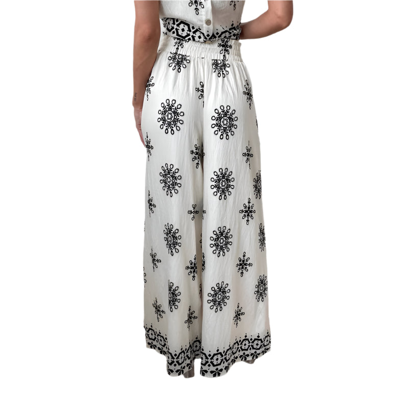 Amalie - Todelt sæt med ærmeløs top og højtaljede, vide bukser