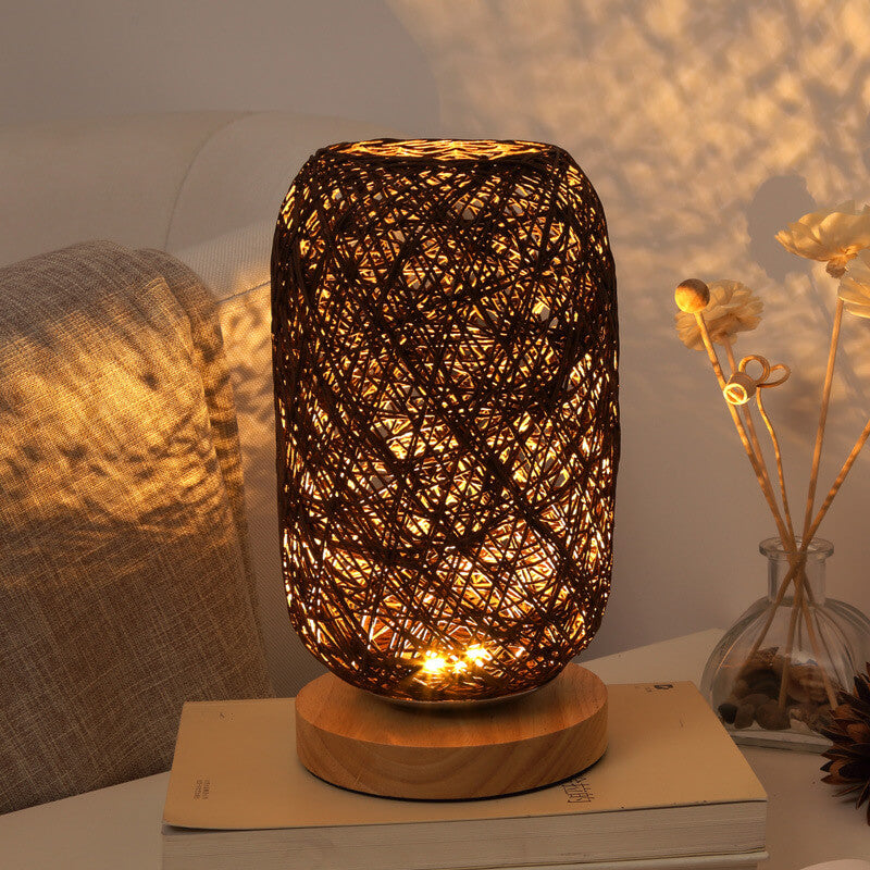 Dimmbar und dekorative Rattan-Kugel LED Tischlampe