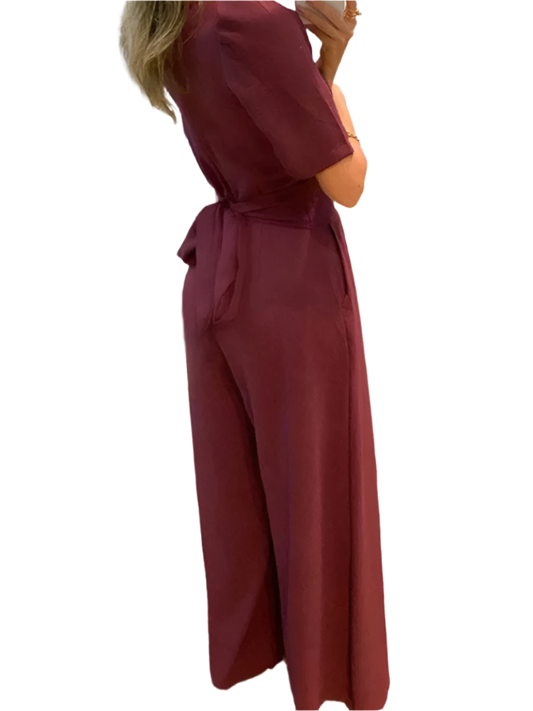 Brigitte - Jumpsuit mit Puffärmeln und weitem Bein