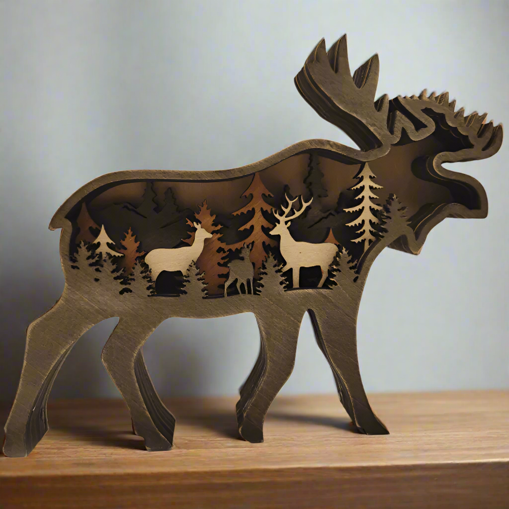 Everly 3D Handgefertigte Holztierskulptur – Einzigartige Kunstdekoration & Geschenk