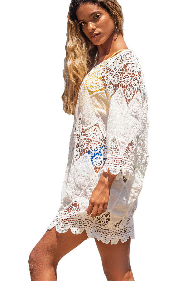 Serene - Etnischer Badeanzugüberzug mit rundem Hals