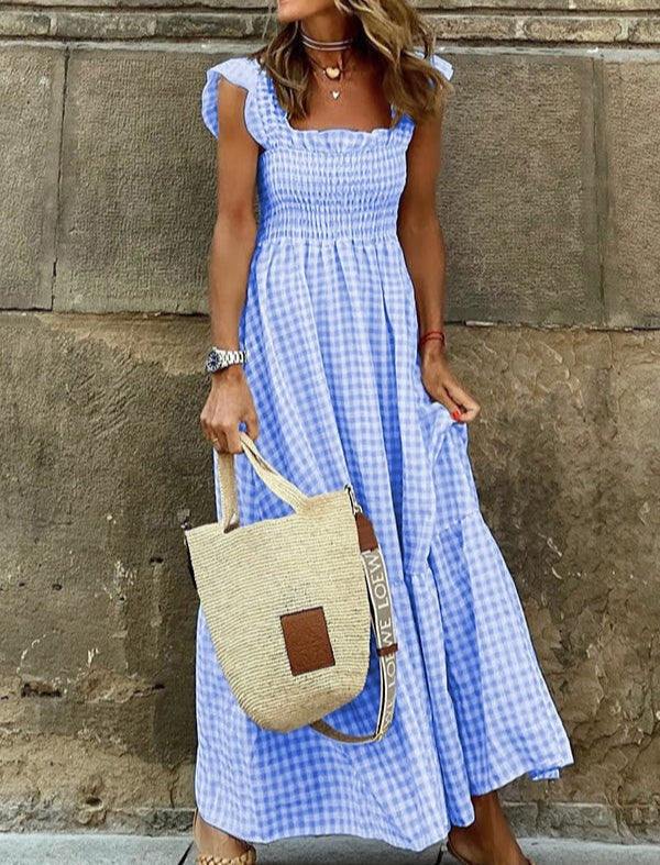 Eleanora - Vestido largo de tela a cuadros