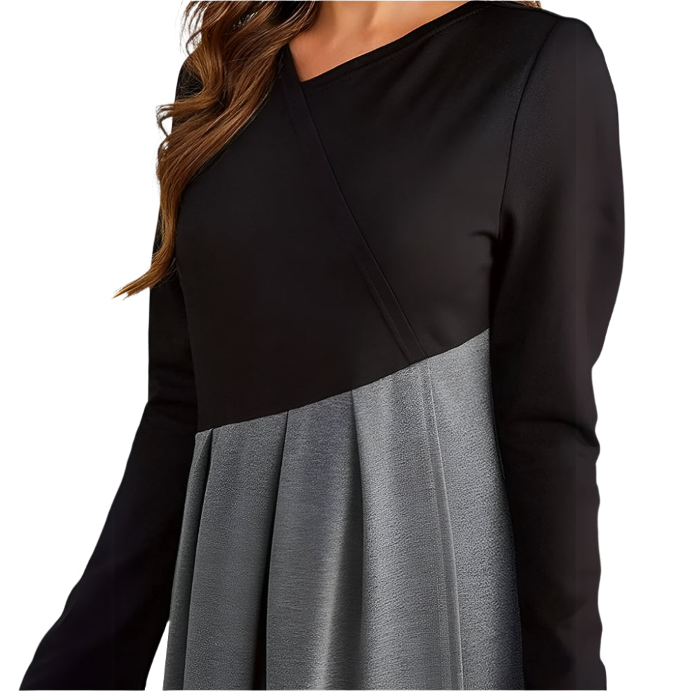 Alba – Vestido trapecio de manga larga y talle alto