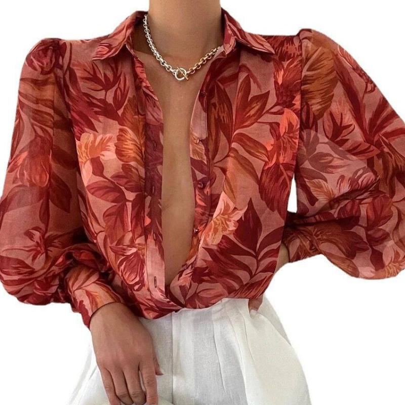 Emmy – Chik Bluse mit Knopfleiste und Puffärmeln