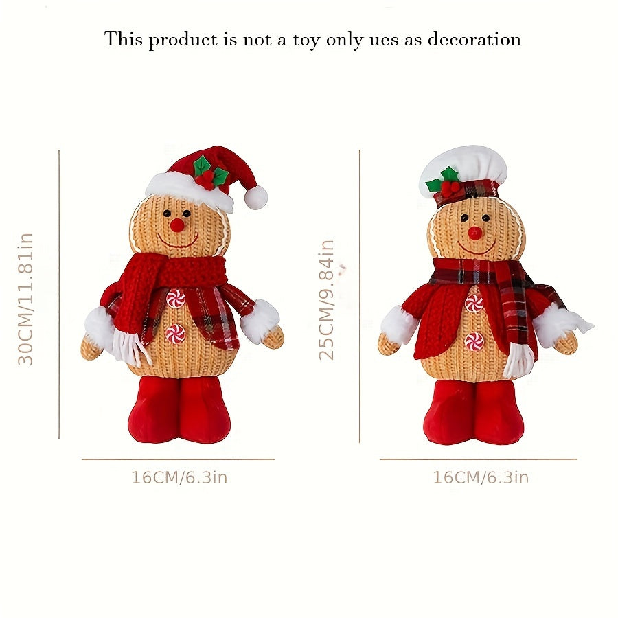 2 piezas | Figuras navideñas tejidas a mano para decoración