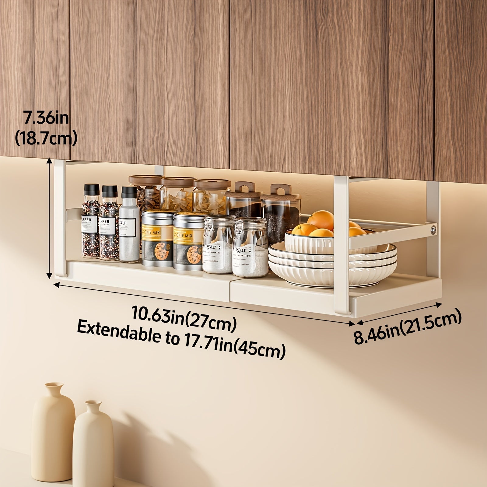 AdjustaShelf Unterbau-Organizer – Ausziehbares Metall-Aufbewahrungsregal