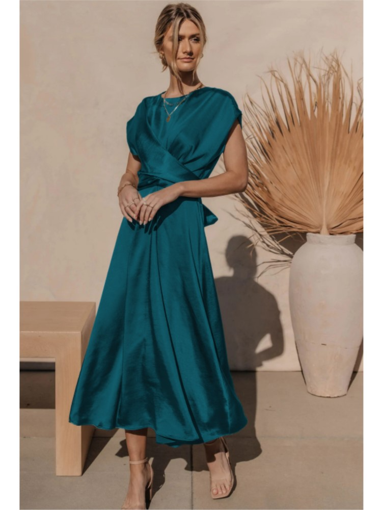 Athena - Elegante vestido satinado cruzado