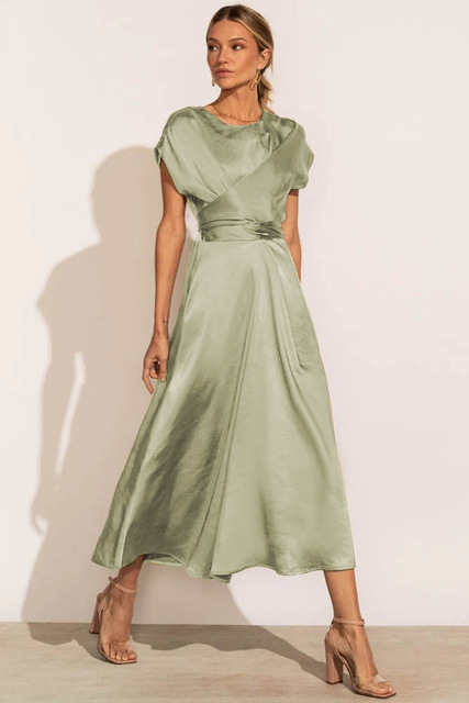 Athena - Elegantes Crossover Satin Kleid