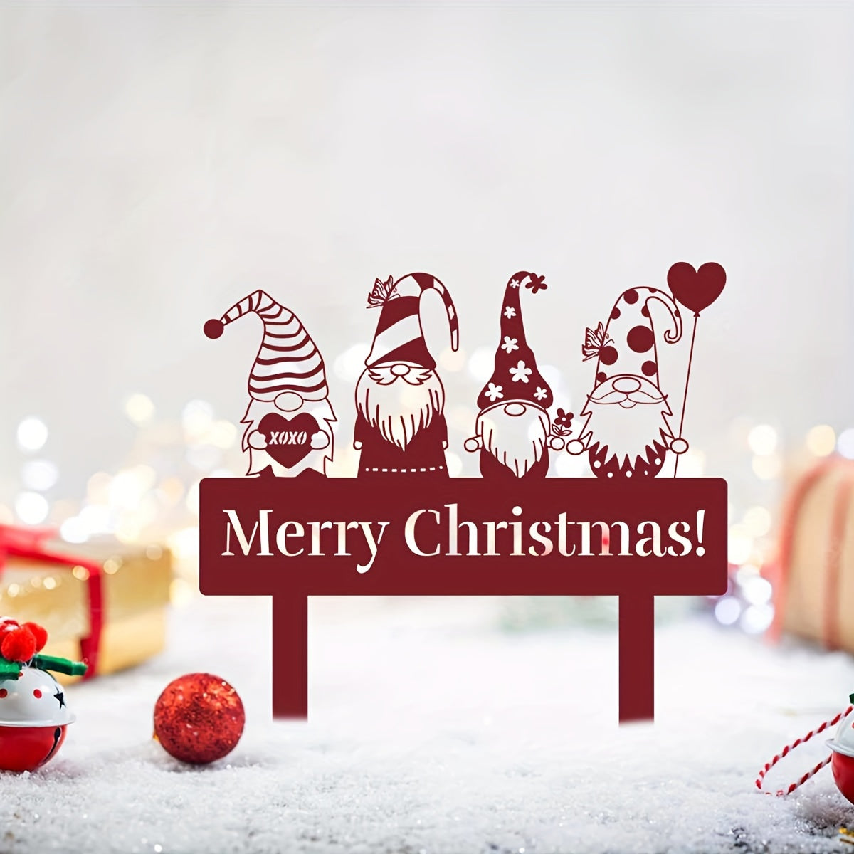 Gnomo navideño colorido pincho de jardín de metal