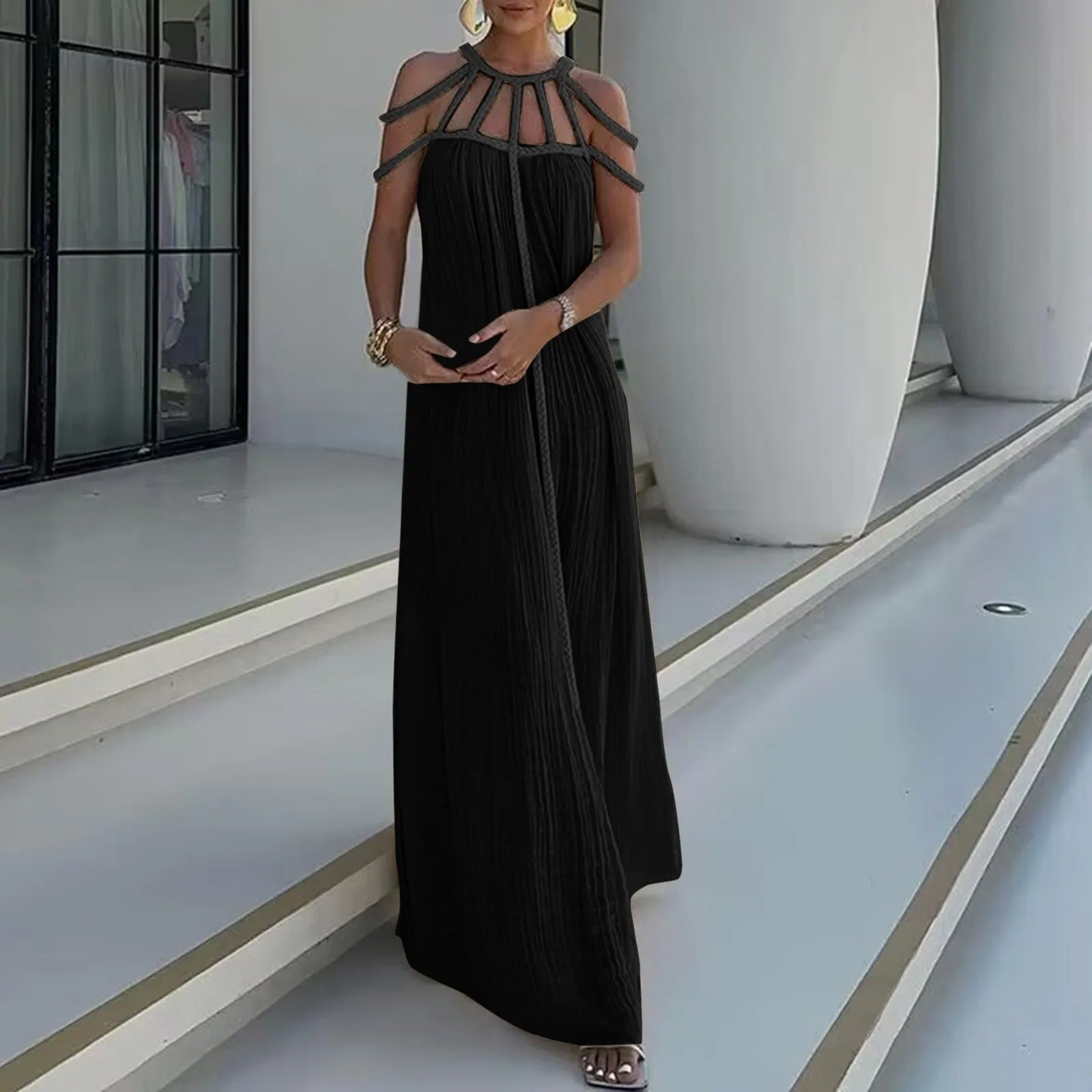 Alana - Lange Kleid mit Spaghettiträgern ohne Rücken