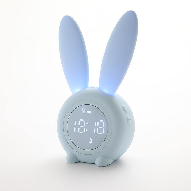GlowBunny – Reloj despertador de conejo dulce con luz LED suave y pantalla