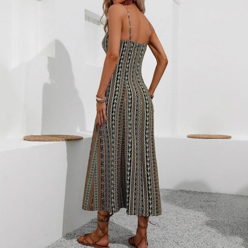 Alba – Ärmelloses Gestreiftes Kleid mit Schlitz und Lässiger Passform