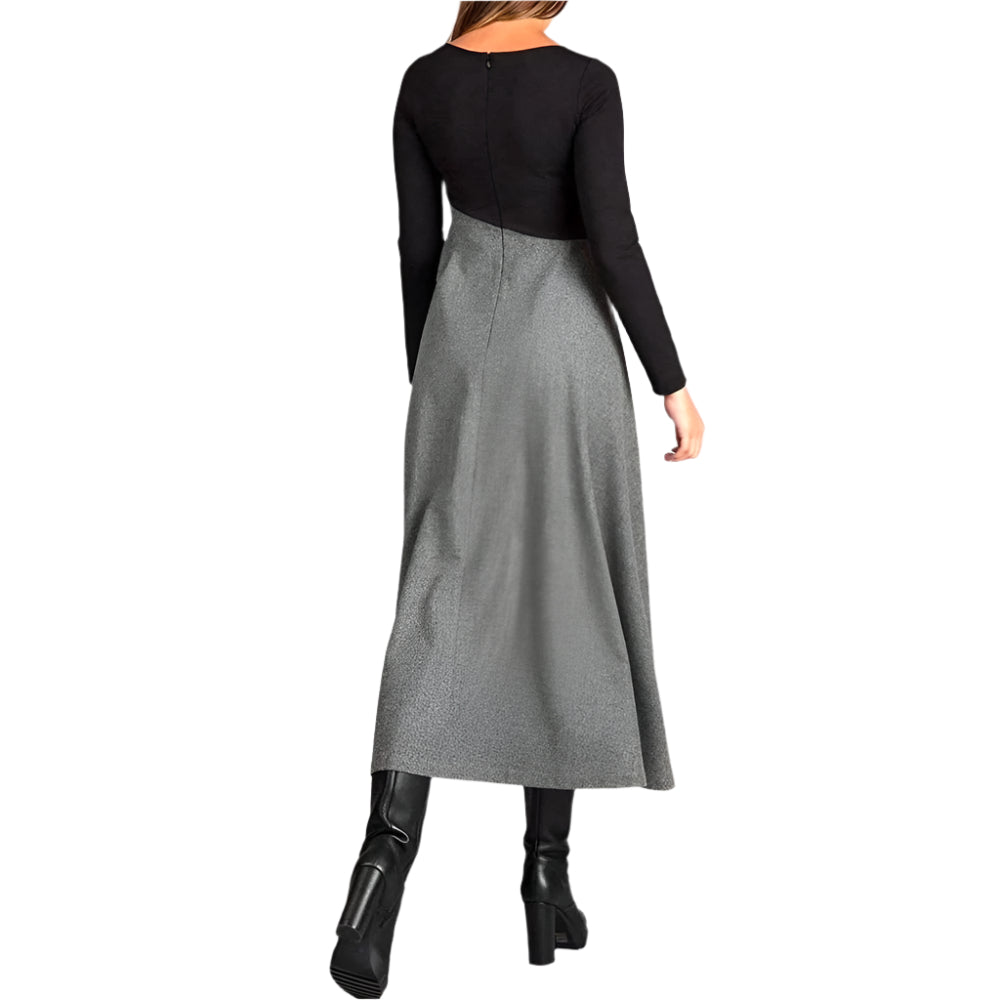 Alba – Vestido trapecio de manga larga y talle alto