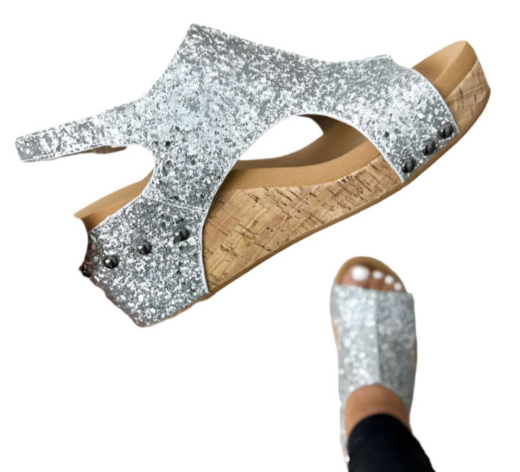 Jasmin – Sandalias de cuña brillantes para el verano