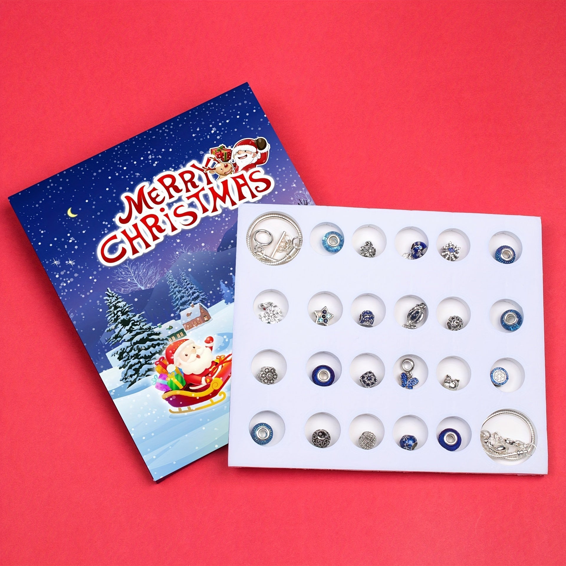 Calendario de Adviento Navideño Vintage con cuenta regresiva de 24 días y adornos navideños de colección