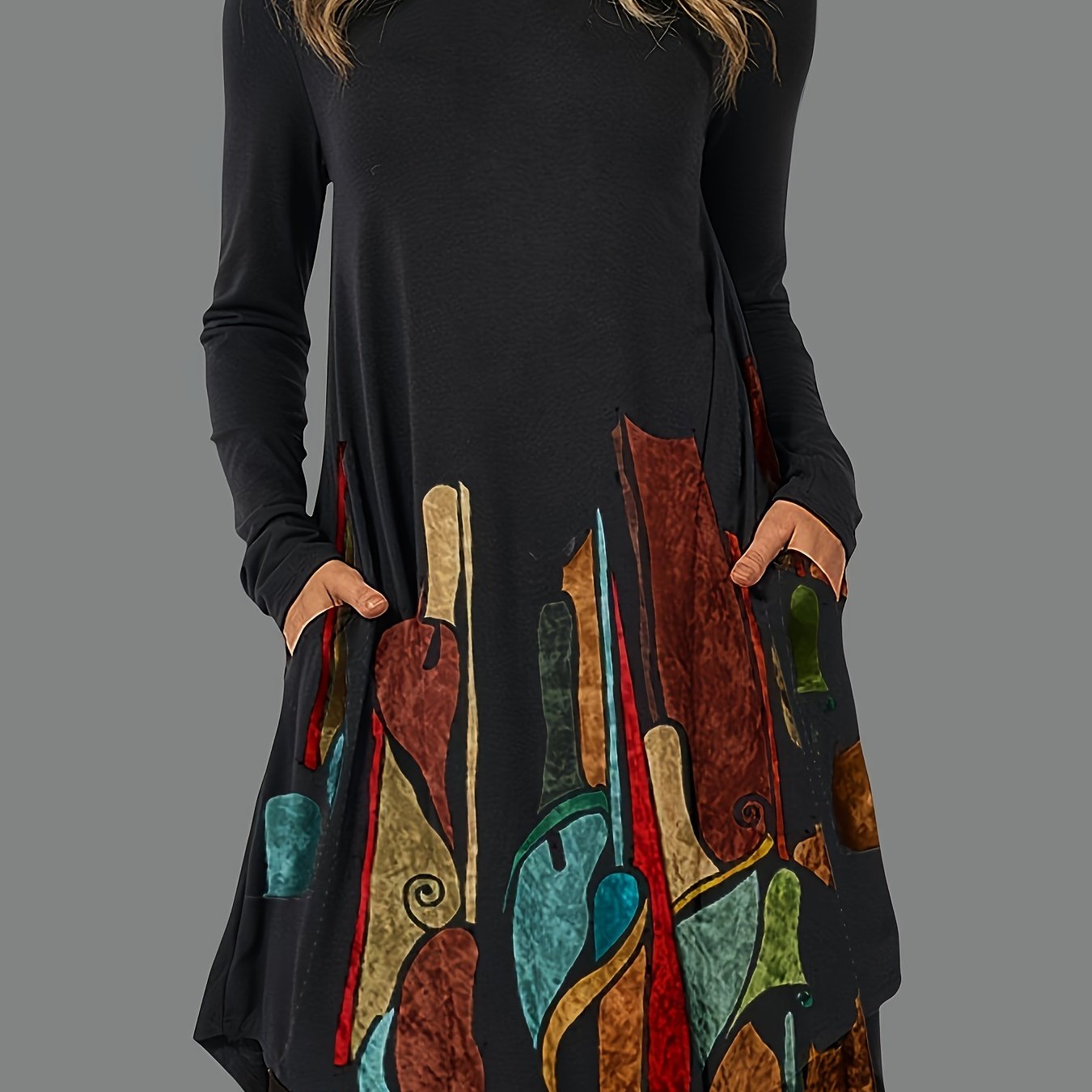 Jona vestido bohemio casual para mujer con estampado