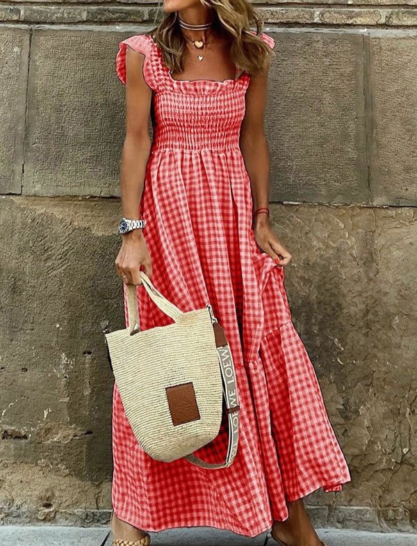 Eleanora - Vestido largo de tela a cuadros