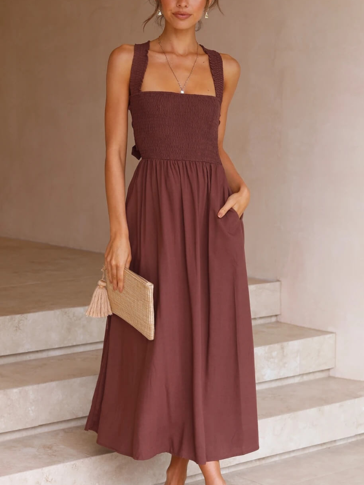 Selena – Elegantes Midikleid mit Schulterhalterung