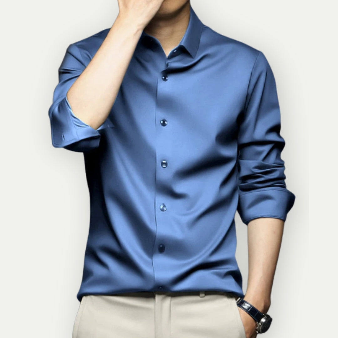 Henning - Elegante Slim-Fit-Bluse mit Stehkragen