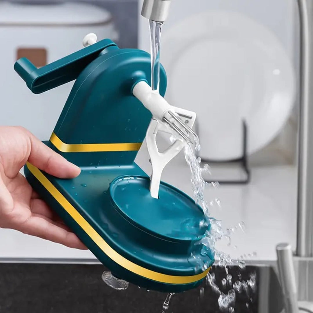 GreenCrank - Sbucciatore di mele multifunzionale con manovella e dettagli colorati