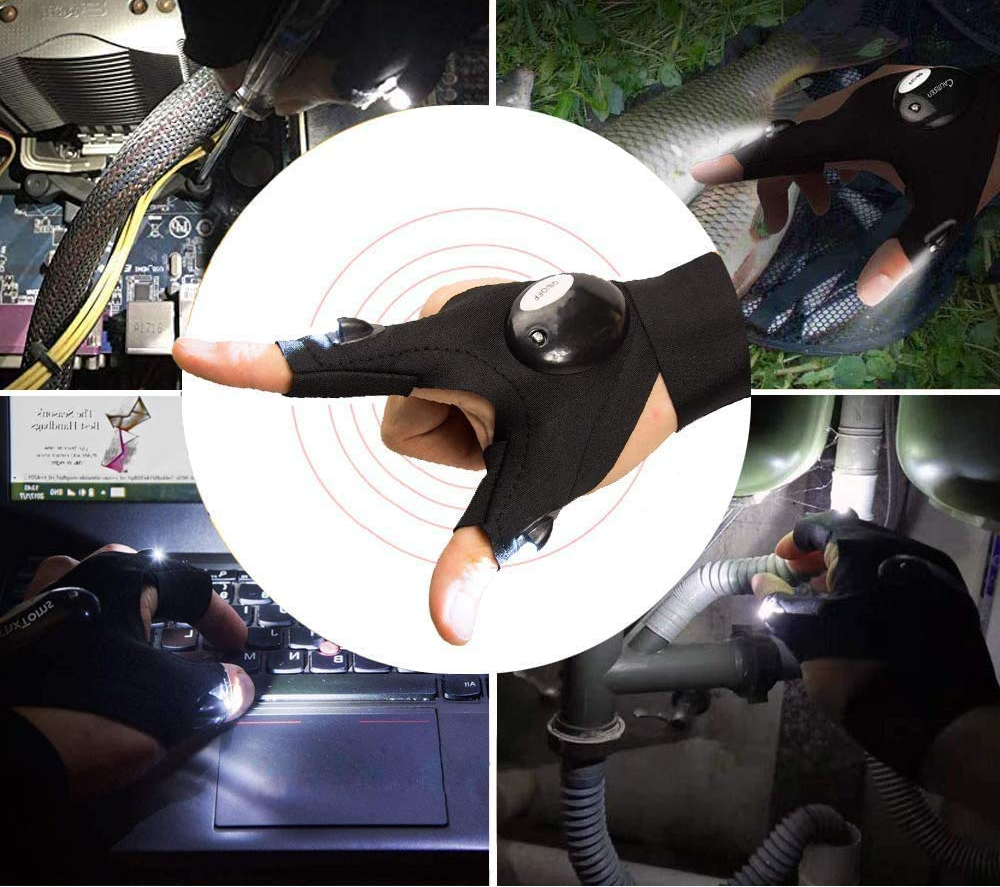 Fingerlose LED-Taschenlampenhandschuhe | Freihändige Beleuchtung für Heimwerkerarbeiten, Camping und Reparaturen