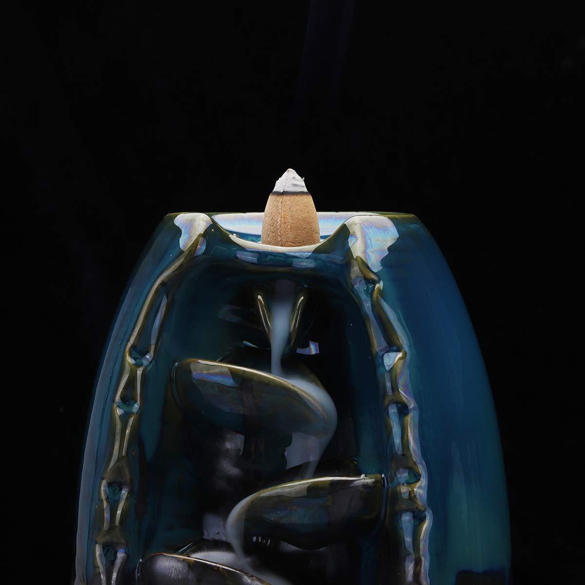 ZenFlow - Soporte para incienso hecho a mano con fascinante efecto de humo en cascada