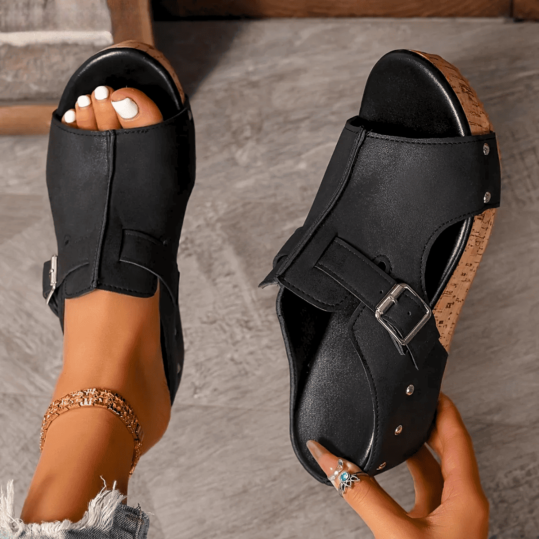 Coleen - Sandalias de cuña con tiras ajustables