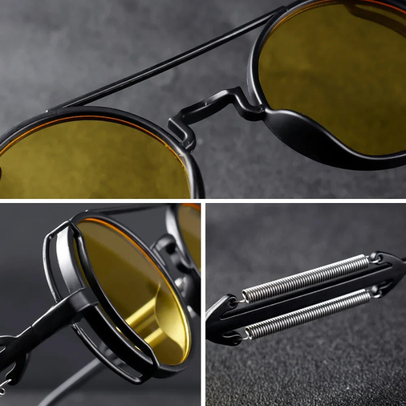 GearGaze - Steampunk-inspirierte runde Metallsonnenbrillen
