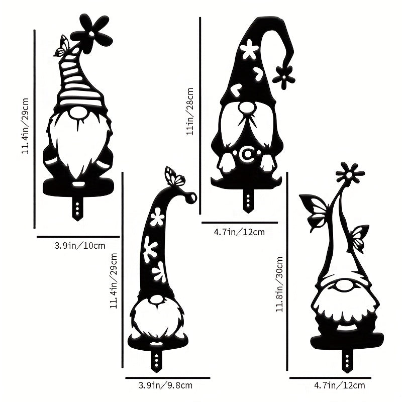 Set de 4 piezas | Adorno navideño festivo de jardín de acero