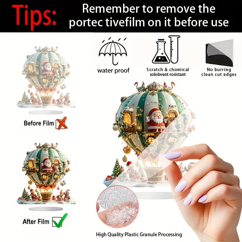 Julemanden og nisser i bohemestil i en juleballon, dekorativt akrylskilt