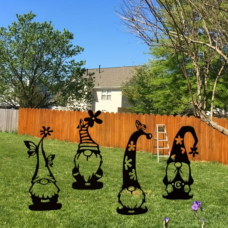 Set de 4 piezas | Adorno navideño festivo de jardín de acero