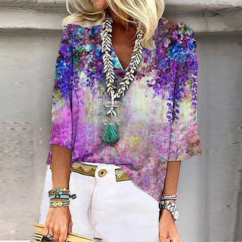 Harper - Blusa estampada con escote en V