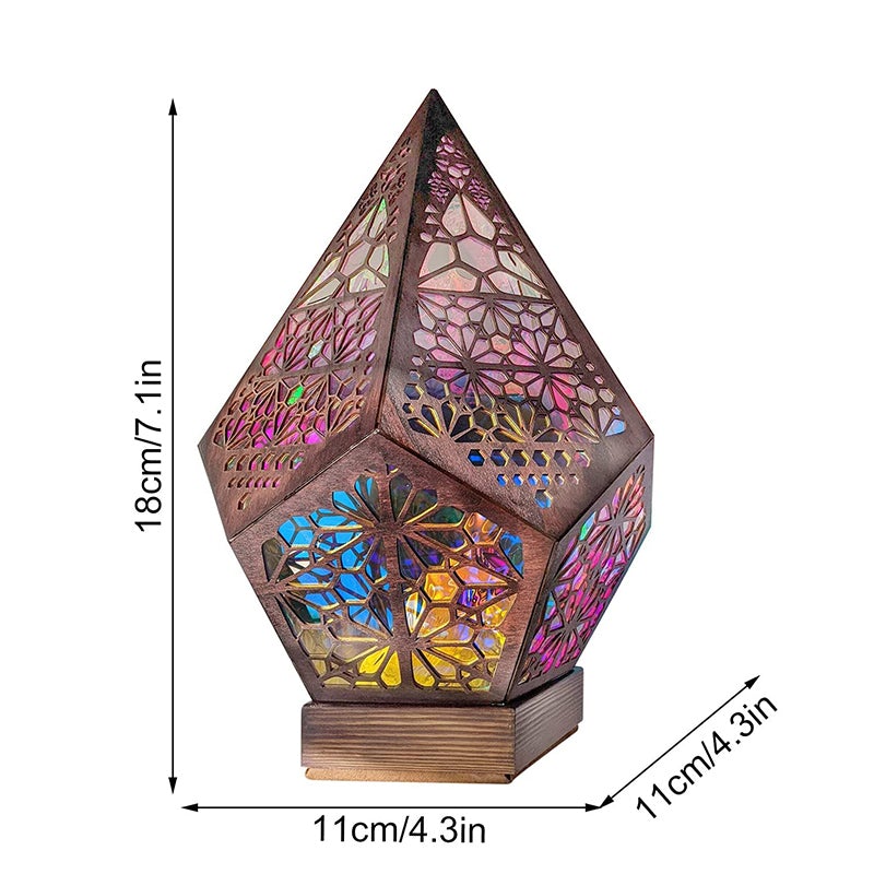 Celestia Boho Holzstern-Projektorlampe – Bunte LED-Nachtlampe