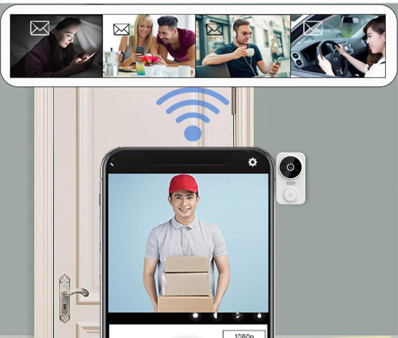 Timbre de video inteligente con cámara HD y sensor de movimiento