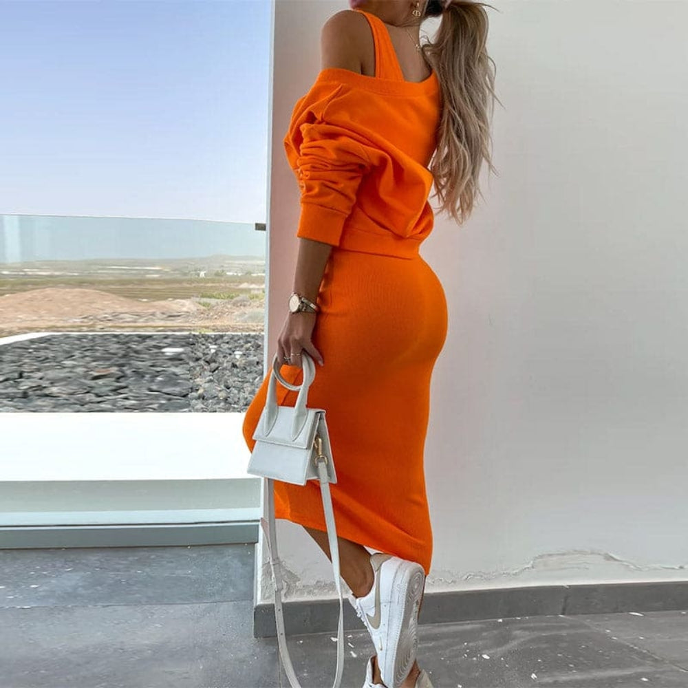 Violeta - Conjunto versátil de crop top y falda