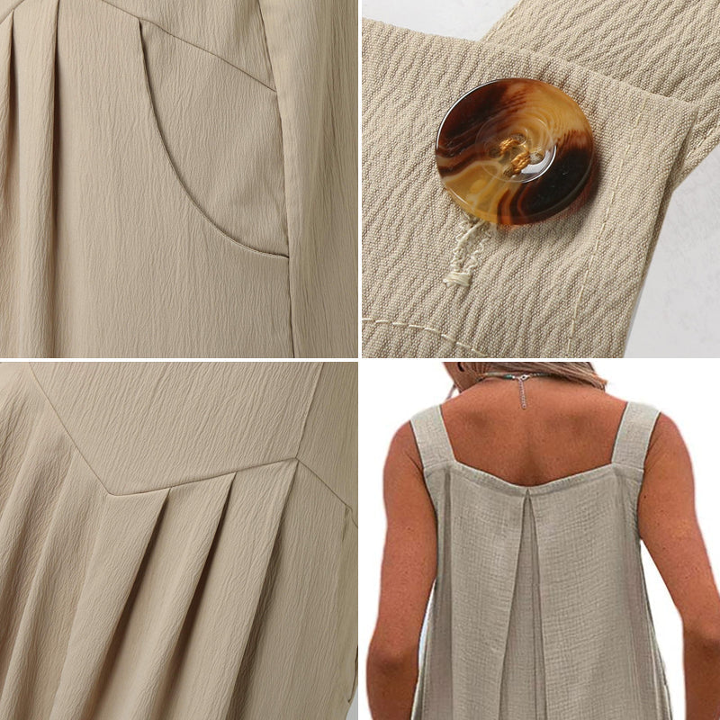 Mathilde - Einfarbiger Jumpsuit mit breiten Beinen