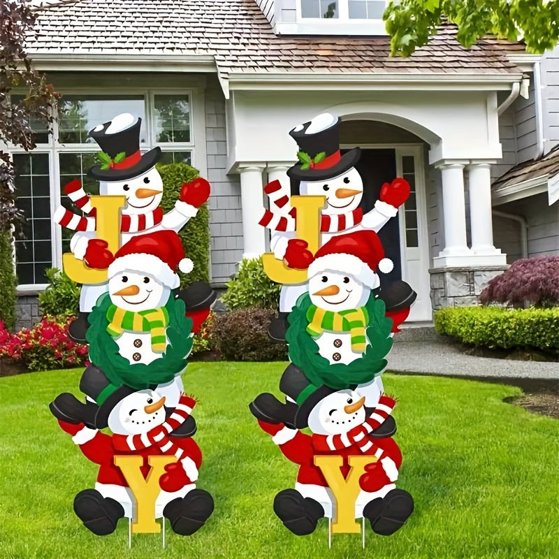 3er Set klassische Schneemann Weihnachtsgarten-Schilder