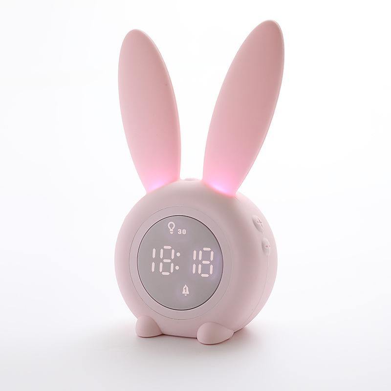 GlowBunny – Reloj despertador de conejo dulce con luz LED suave y pantalla