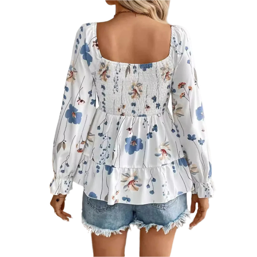 Ylva - Blusa de manga larga elegante con estampado floral