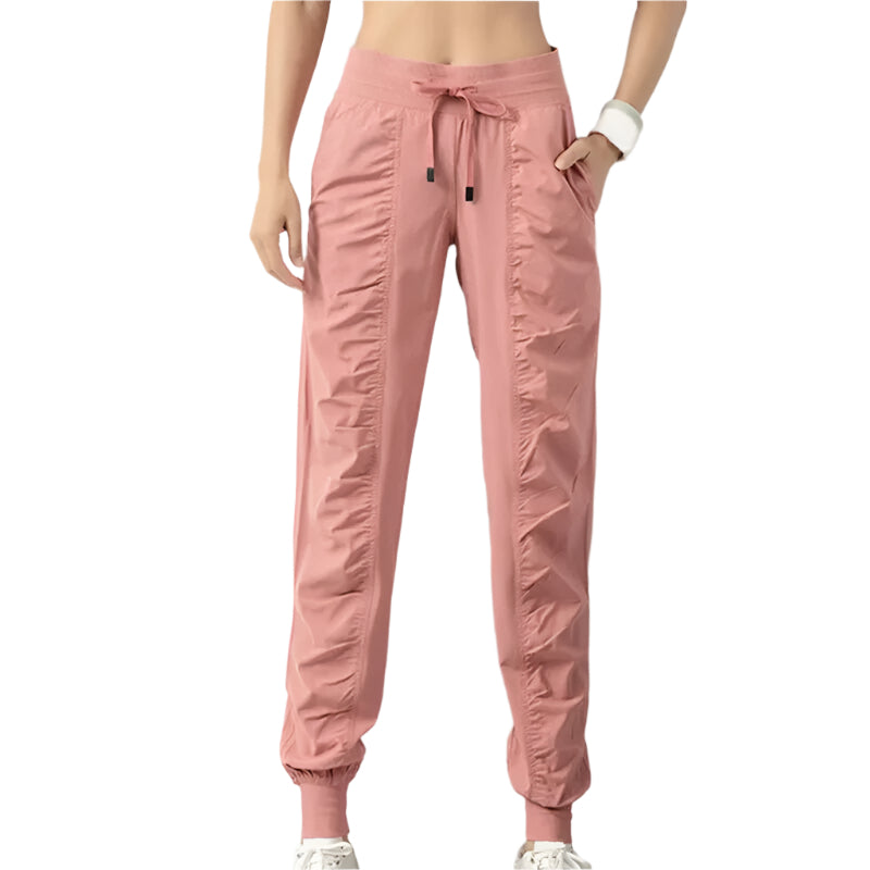 Adele - Pantalones de chándal cómodos para mujer con inserciones laterales y cordón ajustable