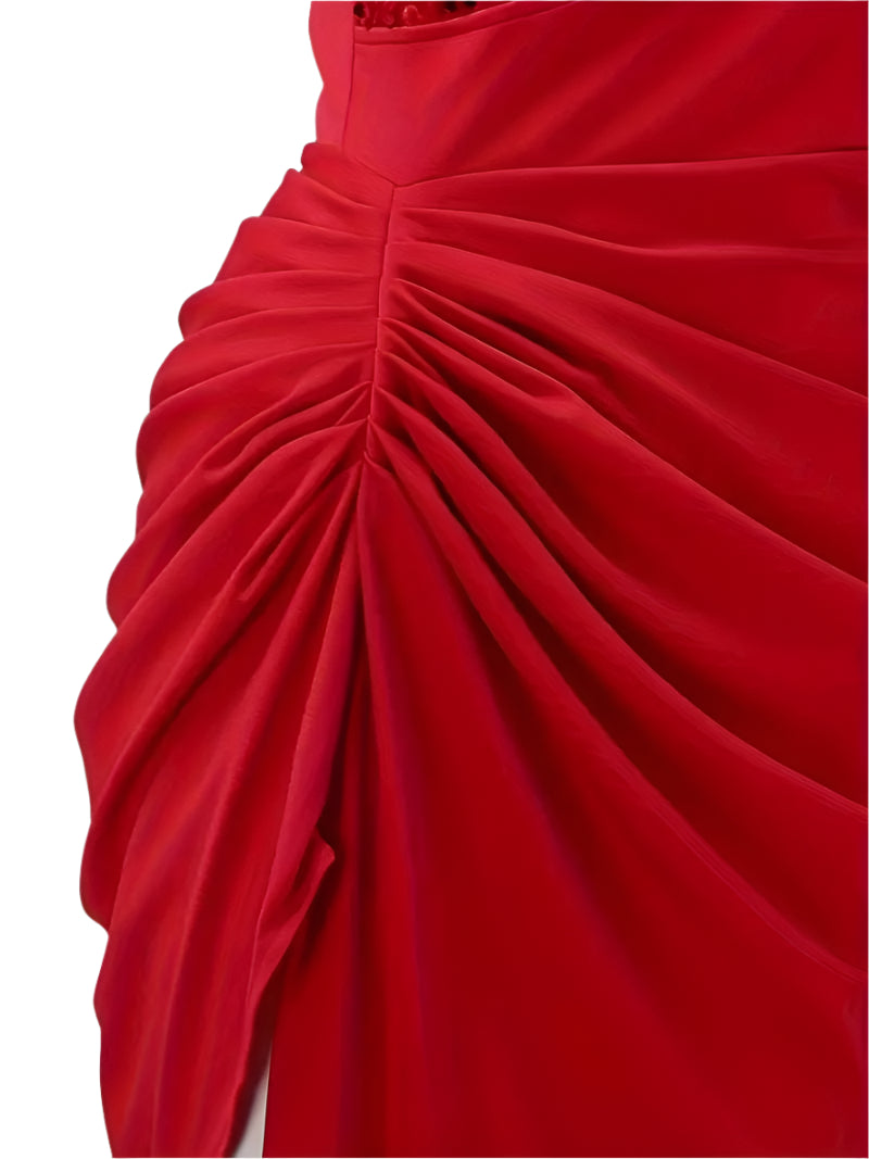 Andrea - Vestido de cóctel asimétrico de un solo hombro con lentejuelas