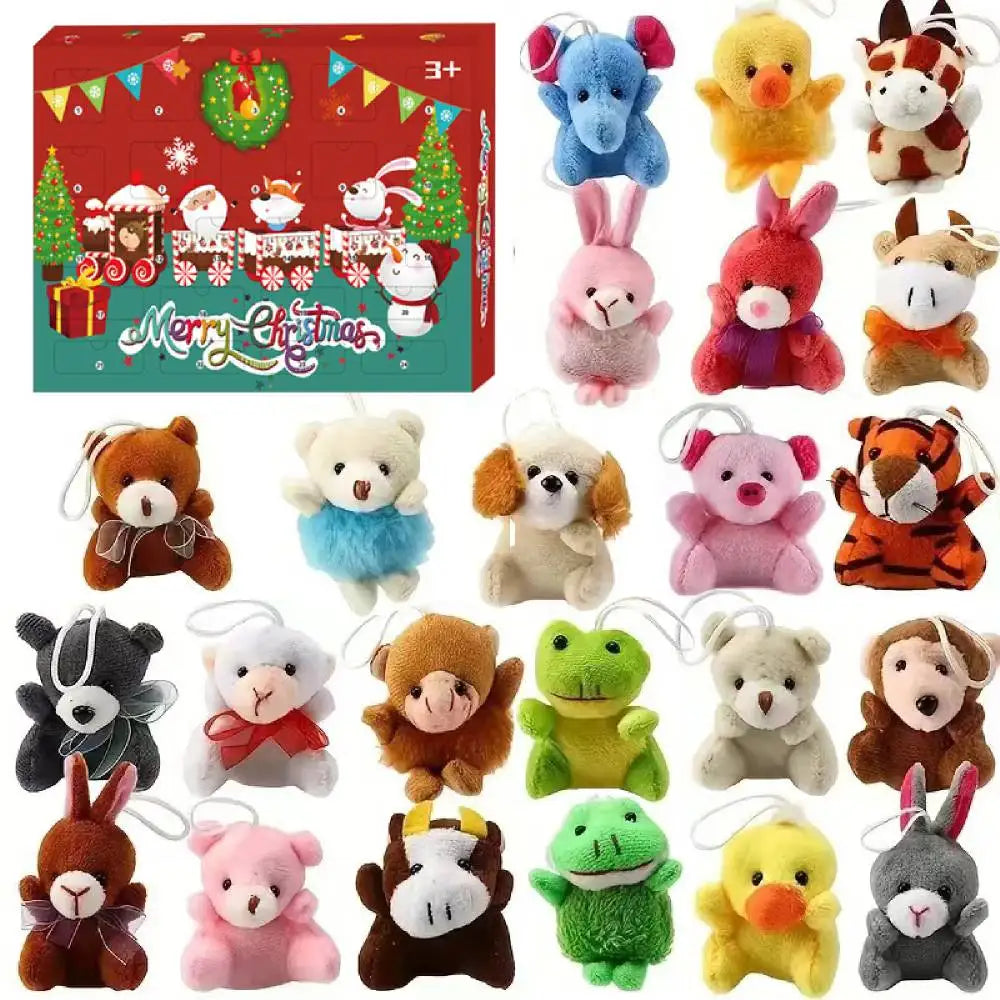 Calendario de Adviento de Navidad con animales Min de peluche