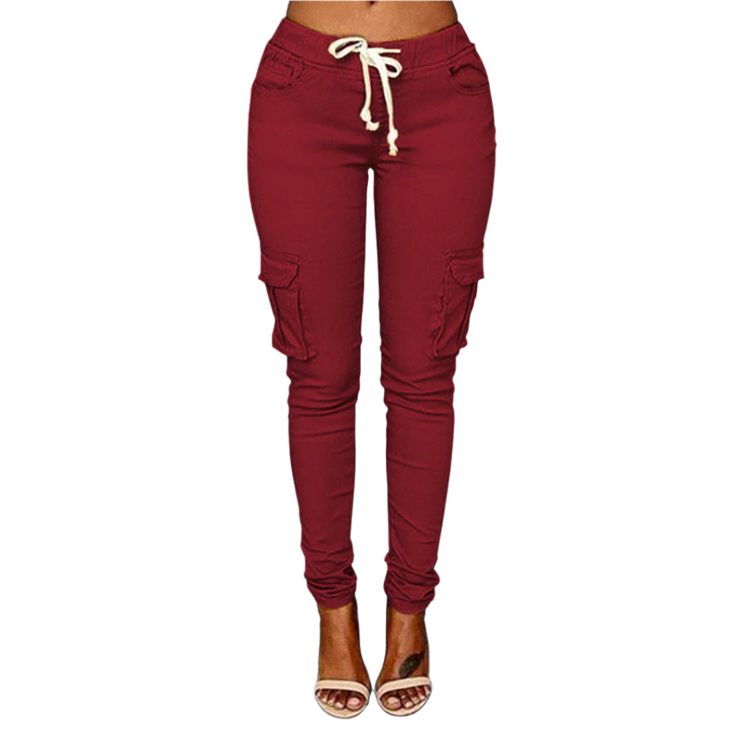 Claire - Figursyede cargobukser med snøre i taljen