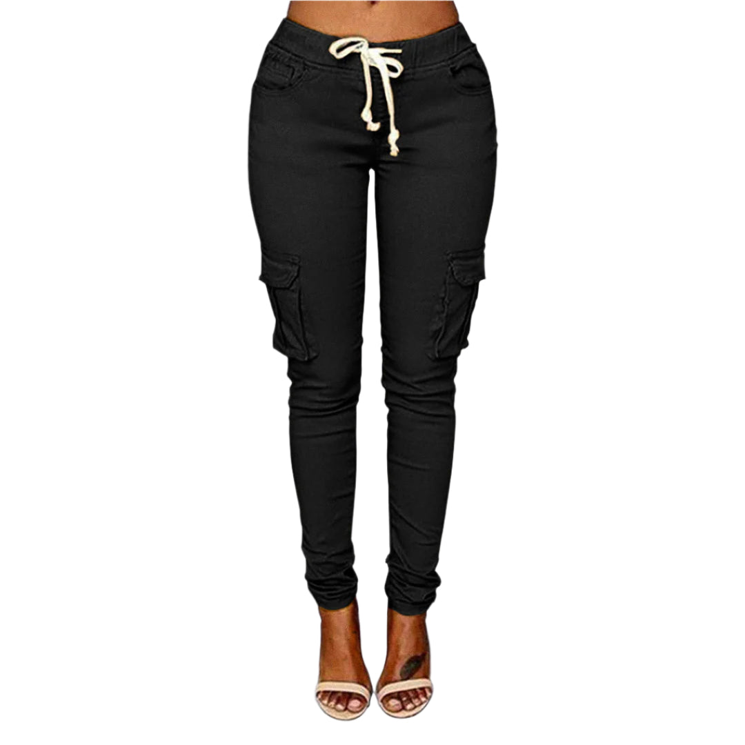 Claire - Figursyede cargobukser med snøre i taljen