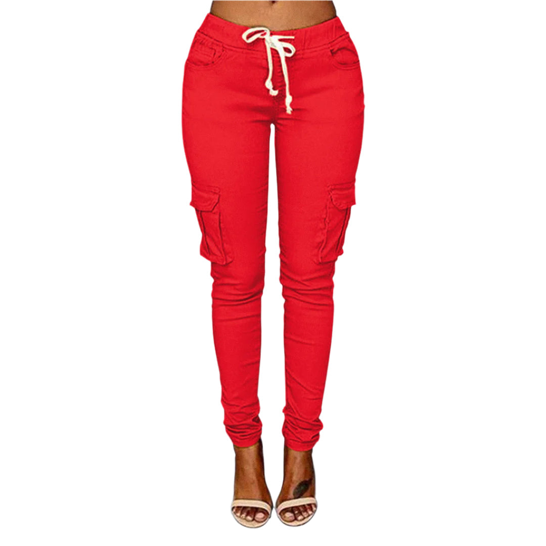 Claire - Figursyede cargobukser med snøre i taljen