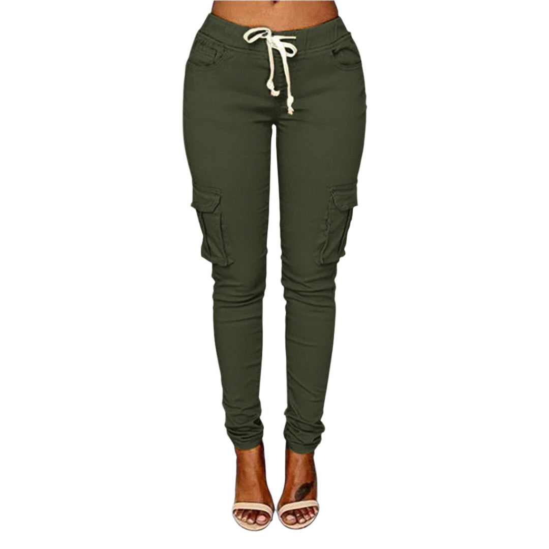 Claire - Figursyede cargobukser med snøre i taljen