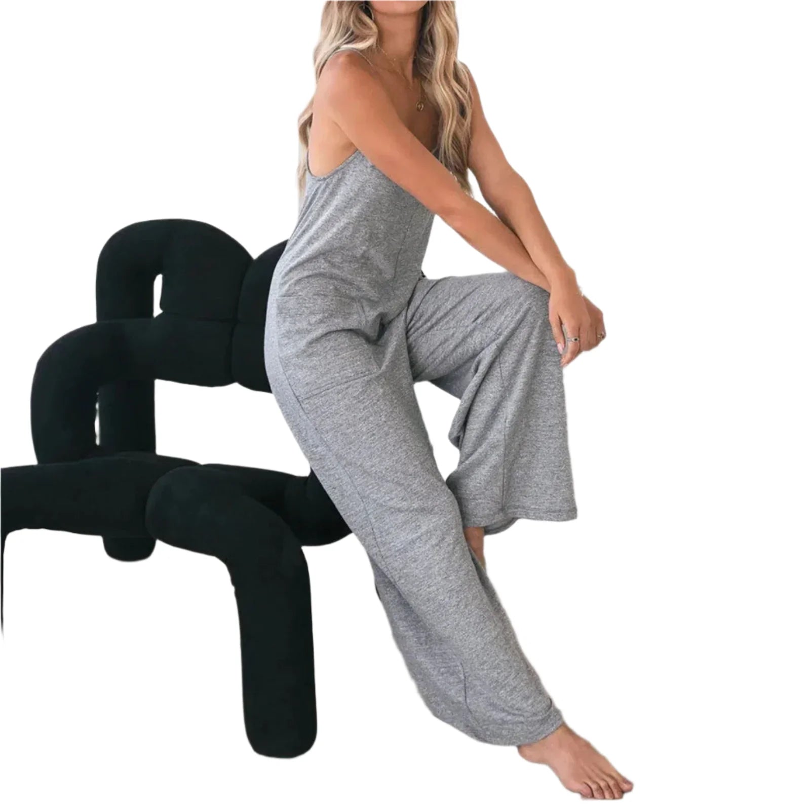 Kathy - Bequemer Overall mit weitem Bein und praktischen Details