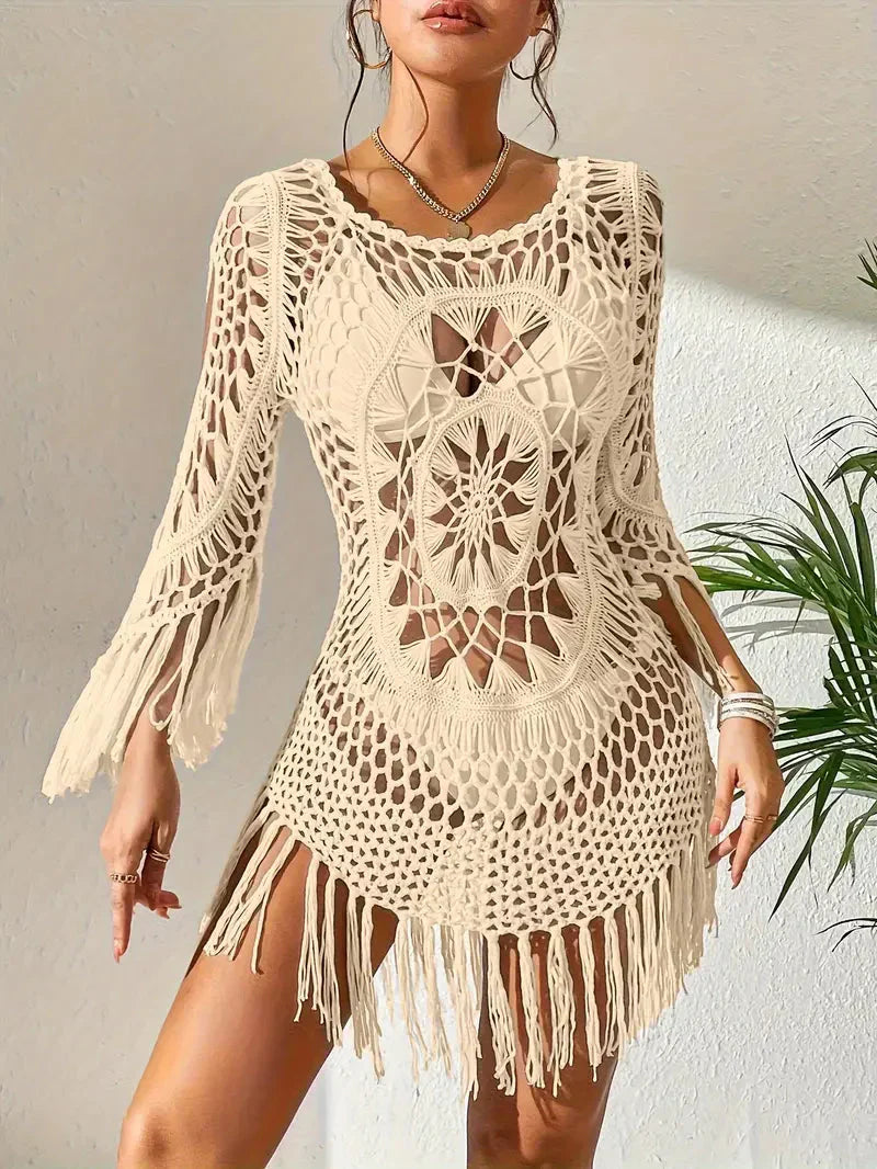 Melody - Boho-Stil langärmlige Bikinibedeckung