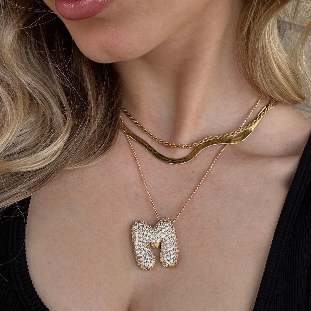LunaBubble Initial-Halskette mit Diamantoptik – Persönliches Geschenk zum Muttertag