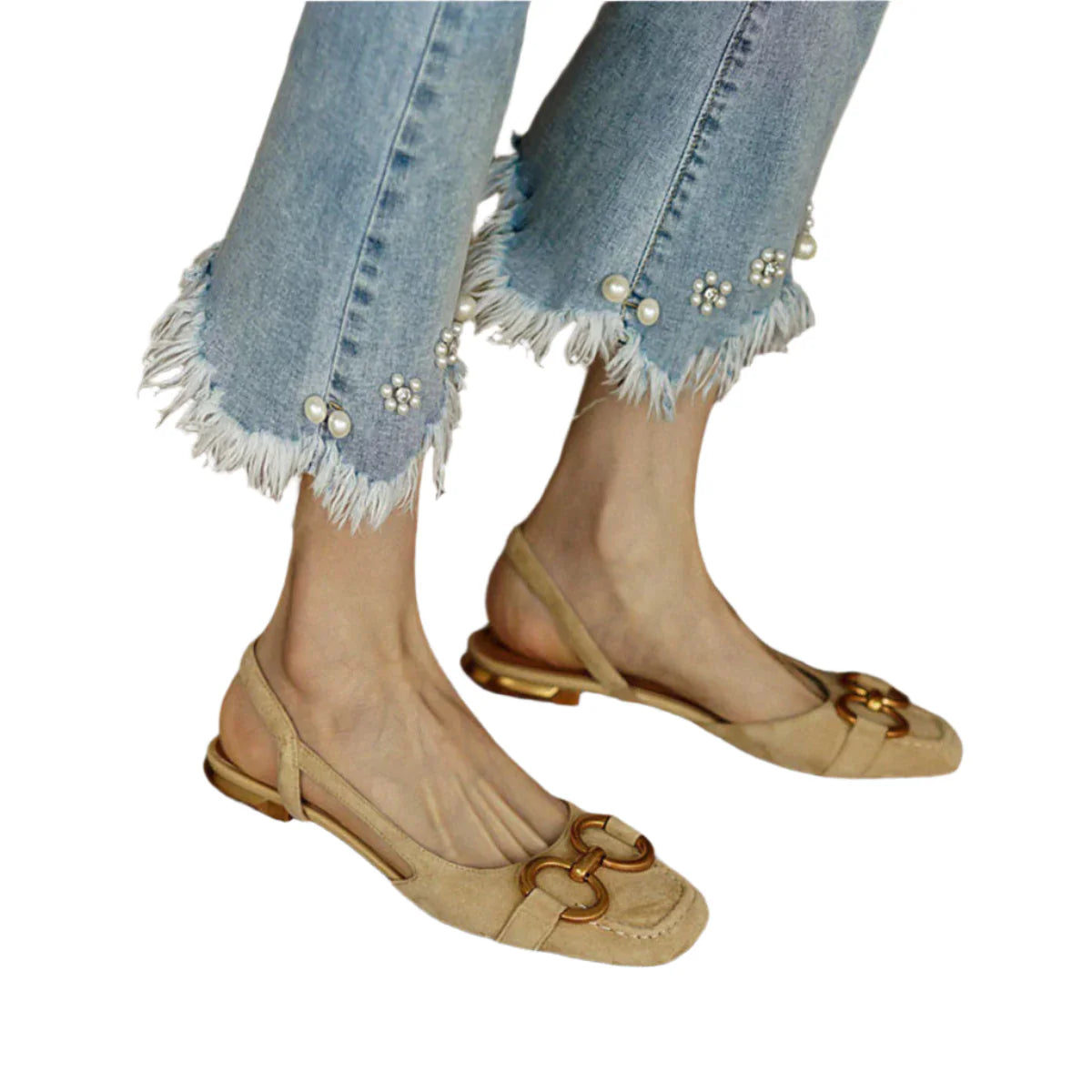 Aria - Elegante Flade Sandalen mit Goldenen Details